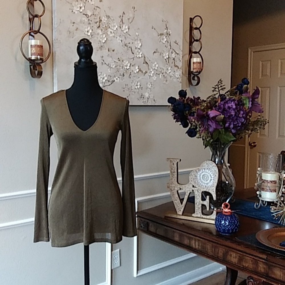 Zara Sparkly Long Sleeves V-Neck Top. Size M